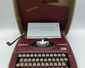 1955 Red Gossen Tippa Pilot ultra portable manual typewriter with QWERTZ layout - rare find!