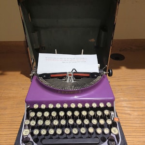 1929 Purple Remington Portable #3 manual typewriter with case