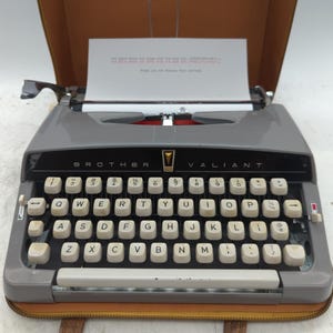 1961 Gray Brother Valiant portable manual typewriter with carrying case
