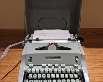 1966 Seafoam Green Hermes 3000 vintage portable typewriter