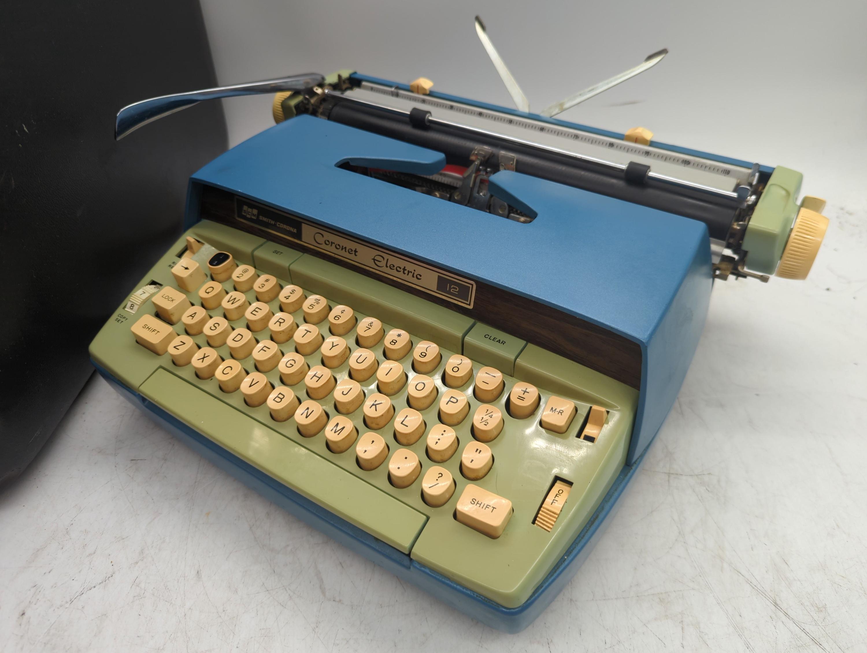 1960's Blue Smith Corona Coronet Electric 12 Portable Electric
