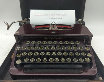 1937 Smith Corona Standard Flat Top Glossy Black Manual Portable