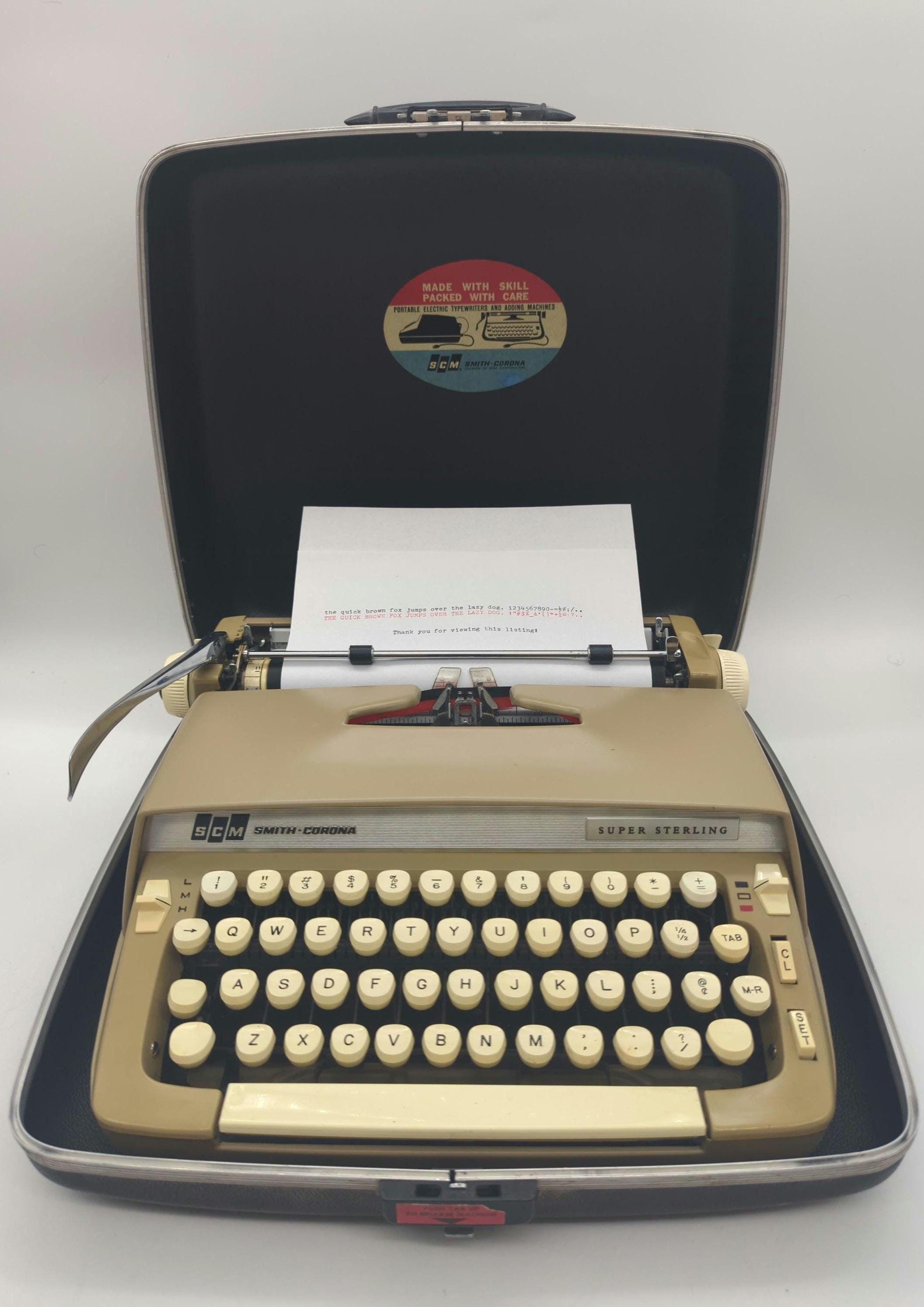 1967 Beige Smith Corona Super Sterling Portable Typewriter With