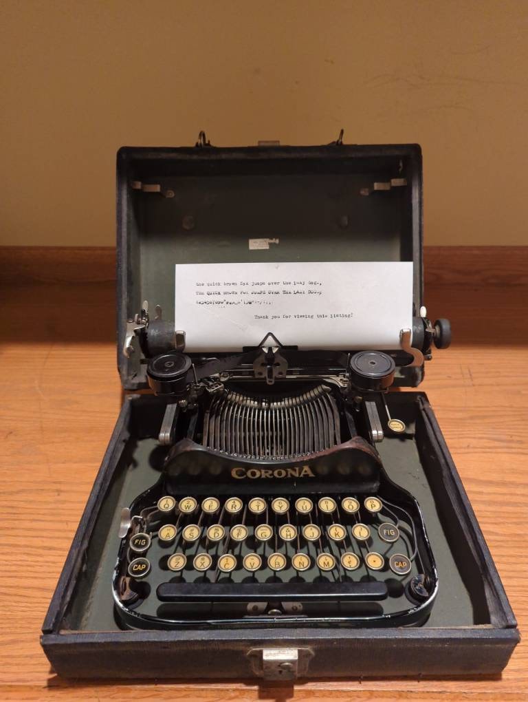 1924 Corona 3 folding portable typewriter with case - works