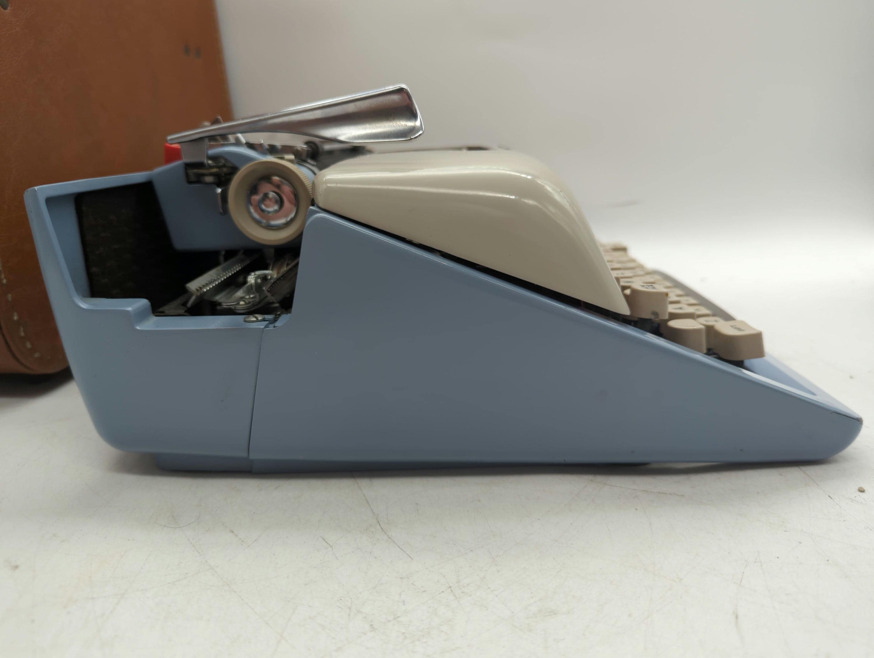 1961 Red, White, and Blue Royal Futura 800 Portable Typewriter