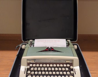 1970 Green Royal Sabre portable manual typewriter with case