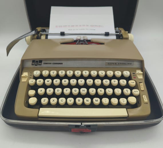 1967 Beige Smith Corona Super Sterling Portable Typewriter With