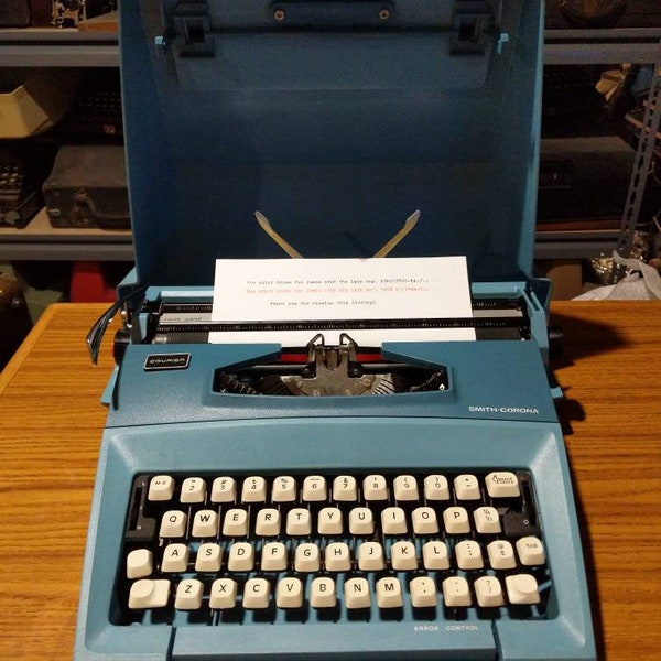 1970's Blue Smith Corona Courier portable manual typewriter