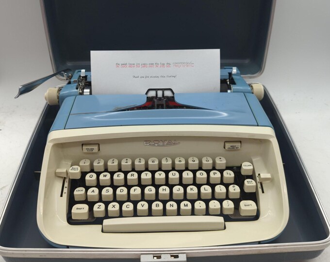 Cursive! 1969 Baby Blue Royal Aristocrat Portable Typewriter With ...