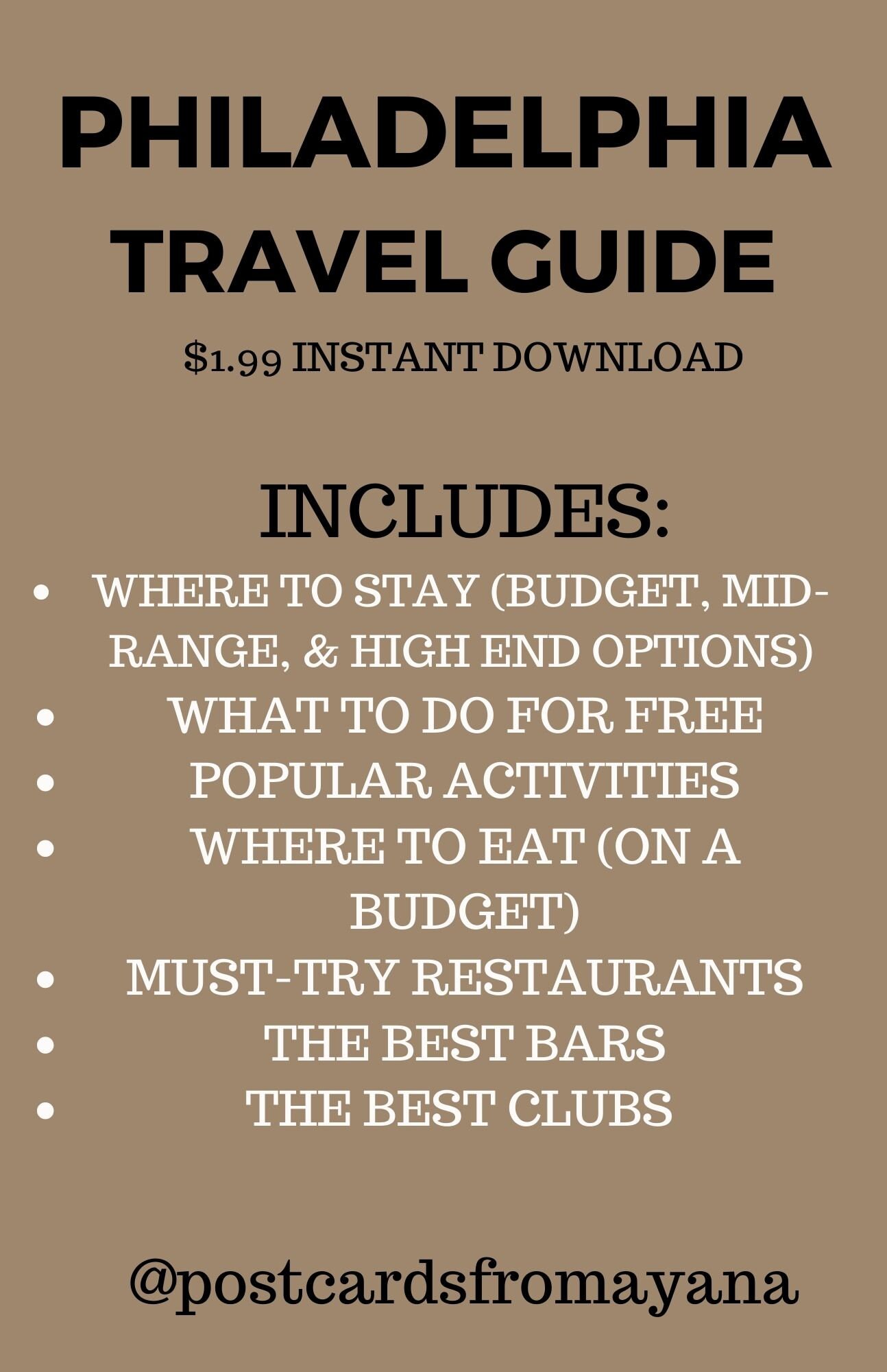 Philadelphia Pennsylvania Travel Guide Etsy