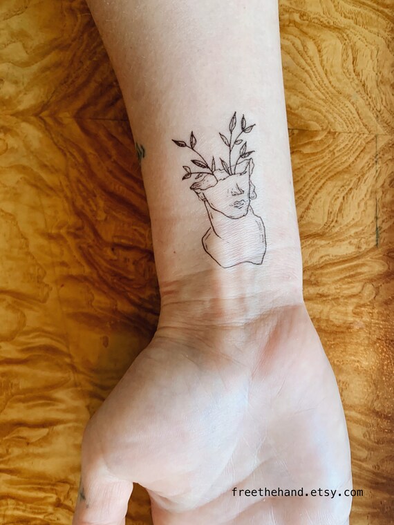 Griechische Kopf Pflanzer Temporare Tattoo Set Von 2 Etsy