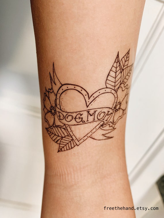Hund Mama Herz Temporare Tattoo Set Von 2 Etsy