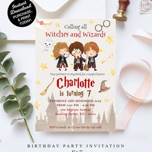 Editable Wizard Birthday Party Invitation The Chosen One Magical Birthday Party Magic School Wizardry Birthday Party Instant Download