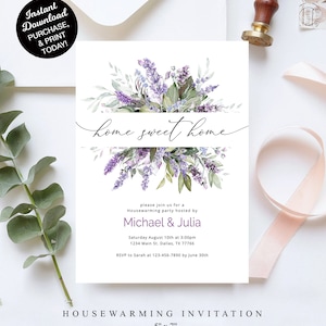 Housewarming Party Invitation, Floral Home Sweet Home House Warming Invitation, Editable Printable Digital Housewarming Invite Template