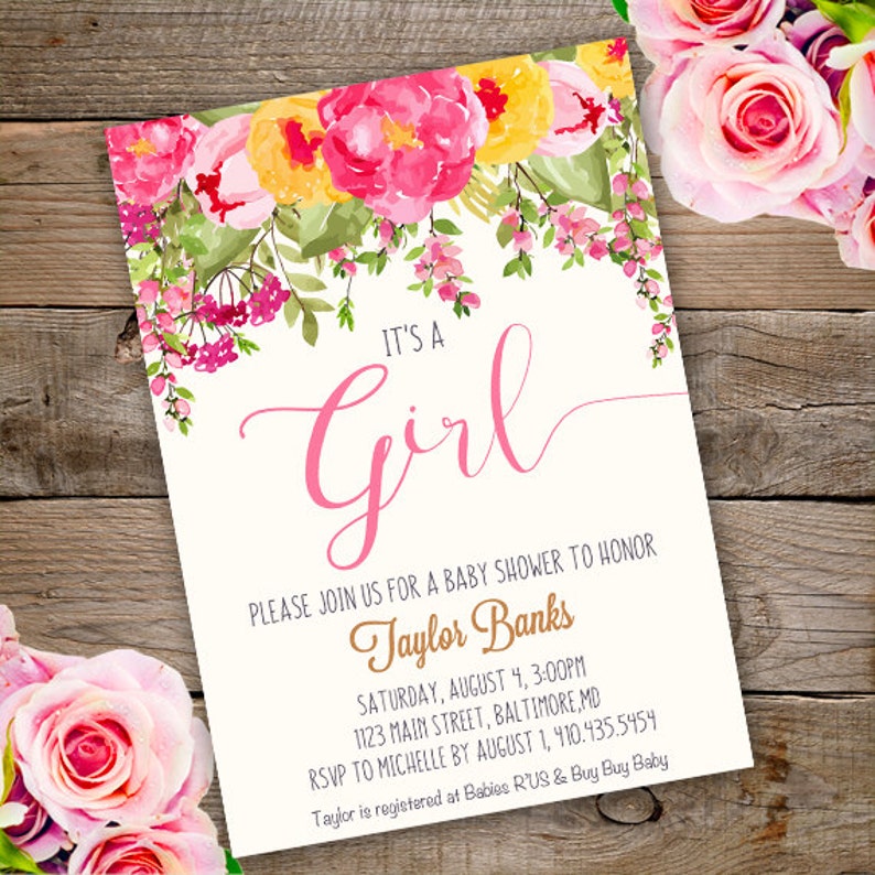 Whimsical Girl Baby Shower Invitation Girl Baby Shower Etsy