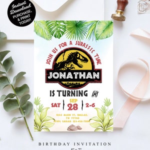 Jurassic Birthday Invite Template, Dinosaur Park Birthday Invite, Instant Download Dino Invitation, Printable Jurassic World Editable Invite