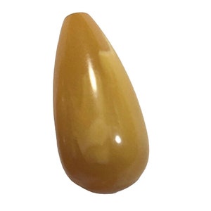 19 mm Vintage Bakelite Marbled Yellow Teardrop Bead image 1