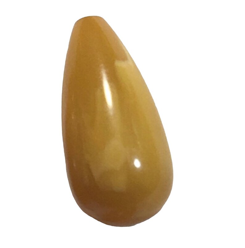 19 mm Vintage Bakelite Marbled Yellow Teardrop Bead image 1