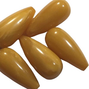 19 mm Vintage Bakelite Marbled Yellow Teardrop Bead image 2