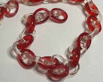 Vintage 18 inch Red and Clear Acrylic Chain