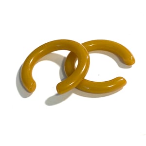 PAIR of Yellow C Shape Vintage Bakelite Findings Hoops for earrings pendants