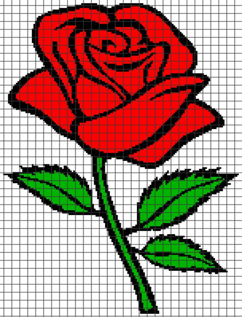 Rose Graphghan Pattern with Graph and Written Rowbyrow Etsy
