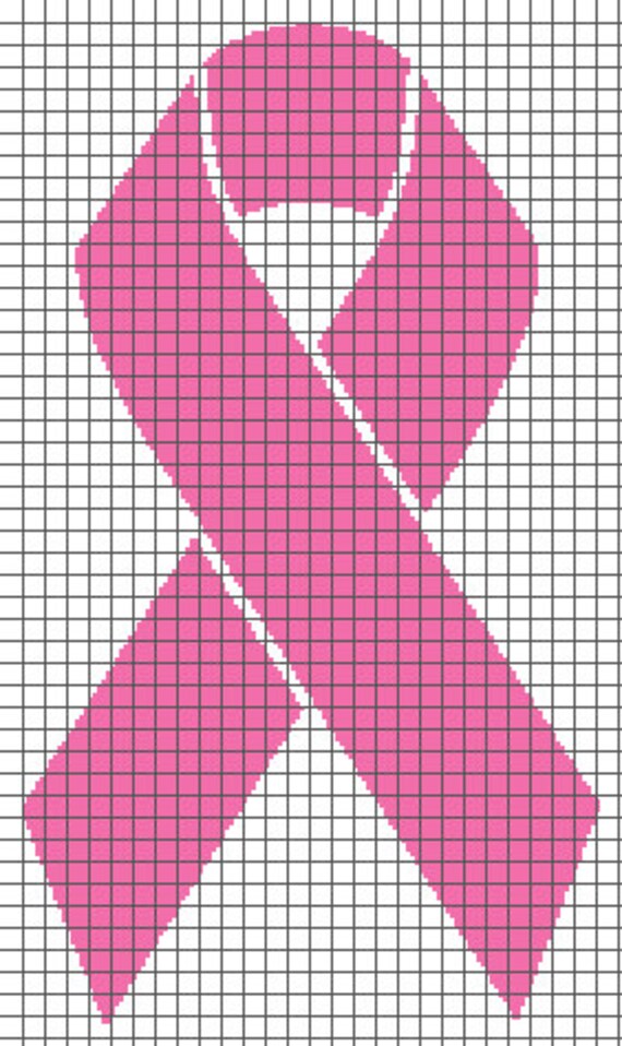 Breast Cancer Ribbon Graphghan Pattern With Graph and Written Etsy