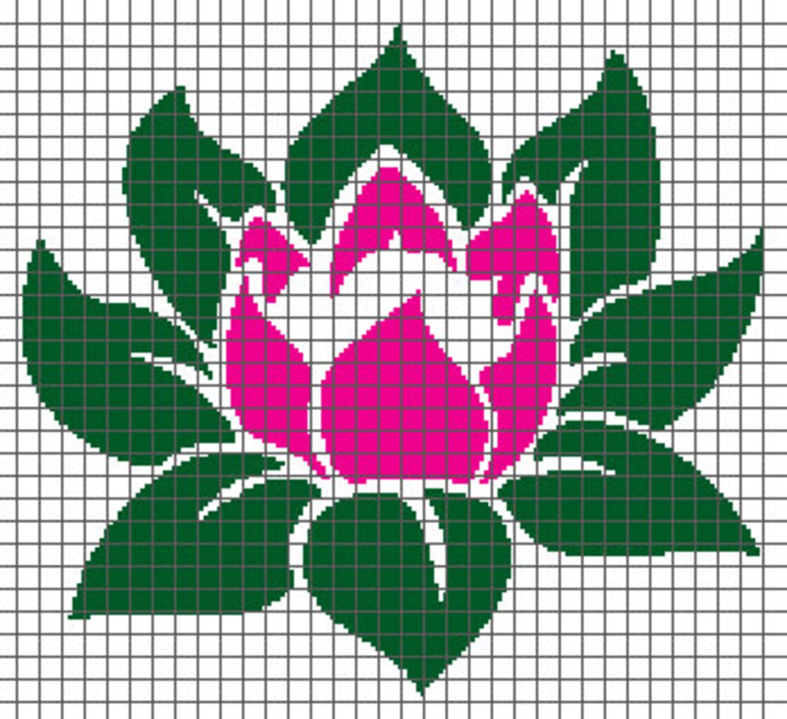 Lotus Flower Graphghan Pattern With Graph and Written Etsy