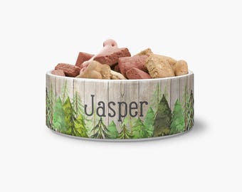 Ceramic Pet Bowl - Wooded Forest Bowl Personalized Dog Bowl - Ceramic Pet Bowl - Personalized Bowl - Monogrammed Bowl - Monogrammed Dog Bowl