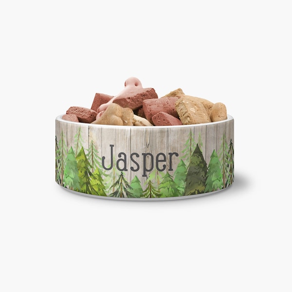 Ceramic Pet Bowl - Wooded Forest Bowl Personalized Dog Bowl - Ceramic Pet Bowl - Personalized Bowl - Monogrammed Bowl - Monogrammed Dog Bowl