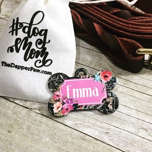 Floral Camo Dog Tag Double Sided Customized Dog Tag Custom Dog Tag Personalized Dog Tag Monogrammed Dog Tag Custom Tag image 1