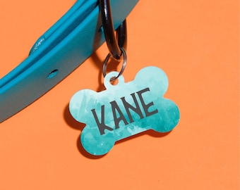 Kane Watercolor - Pet Tag Double Sided - Customized Dog Tag - Custom Dog Tag - Personalized Dog Tag - Blue Dog Tag - Custom ID Tag Tie Dye