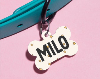 Mini Stars Spring Dog Tag - Double Sided Customized Dog Tag - Custom Dog Tag blue Personalized Dog Tag Monogrammed Dog Tag Custom Tag Spring