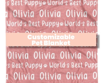 Personalized Pet Blanket | World's Best Puppy | Plush Pet Blanket, Dog Blanket, Puppy Name Blanket, Custom Dog Blanket, Gift | MD1001