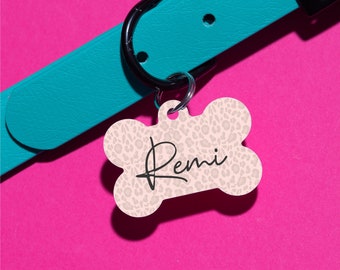 Sweet Leopard Pet Tag Double Sided - Customized Dog Tag - Custom Dog Tag - Personalized Dog Tag - Monogrammed Dog Tag - Custom ID Tag