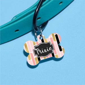 Pink Faux Glitter Pet Tag Double Sided - Pink Customized Dog ID Tag - Custom Pet Tag - Personalized Dog Tag - Dog Tag - Custom ID Tag