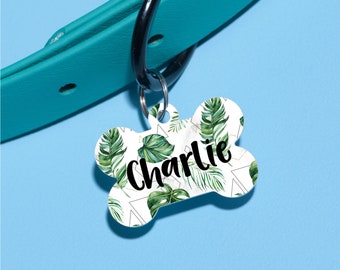 Hipster Palm Dog Tag Double Sided - Cactus - Spring Customized Dog ID Tag - Custom Pet Tag - Personalized Dog Tag - Dog Tag Custom ID Tag