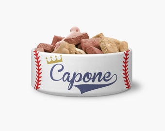 Baseball Theme Ceramic Pet Bowl - Personalized Dog Bowl - Ceramic Pet Bowl - Personalized Bowl - Monogrammed Bowl - Monogrammed Dog Bowl