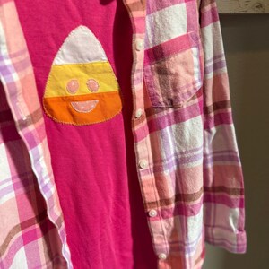 Handgjord lapptäcke med godismajs: Mysig höst-T-shirt med applikation
