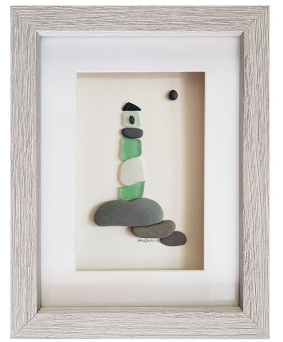 Seaglass and Pebble Art, Lighthouse, 8 by 15 matagrande.al.gov.br