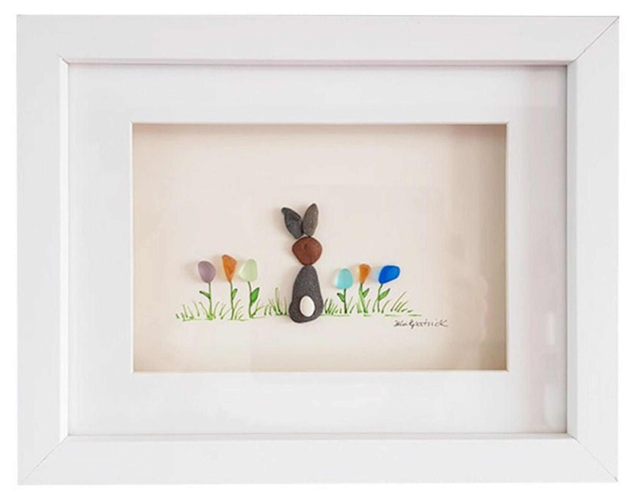 7-35「うさぎ姫の舞踏会」シーグラスアート　うさぎ　インテリア　雑貨　ガラス 7-35「うさぎ姫の舞踏会」シーグラスアート うさぎ インテリア 雑貨 ガラス