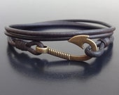 Fish Hook bracelet, Fish Hook Bracelet for women, Mens fish Hook bracelet, nautical bracelet, sailor bracelet, Leather Cuff bracelet