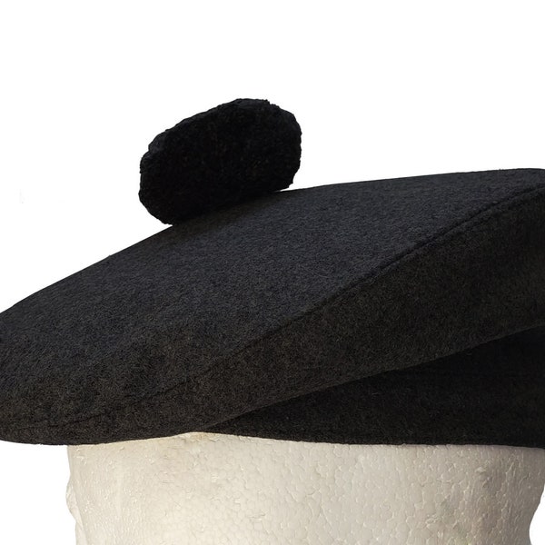 Tam O Shanter Hat, Scottish Tam, Balmoral Hat, Charcoal Grey, Beret, Winter Hat, Wool Hat, Slouchy Hat, Men's Hat, Gift  Scots bonnet