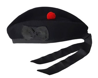 Scottish Hat,  Glengarry Hat, Black Watch Hat, Pipe Band Hat, Beret, bonnet, Red Hat, Pom pom Hat, Classic Hat, Plume Hackle