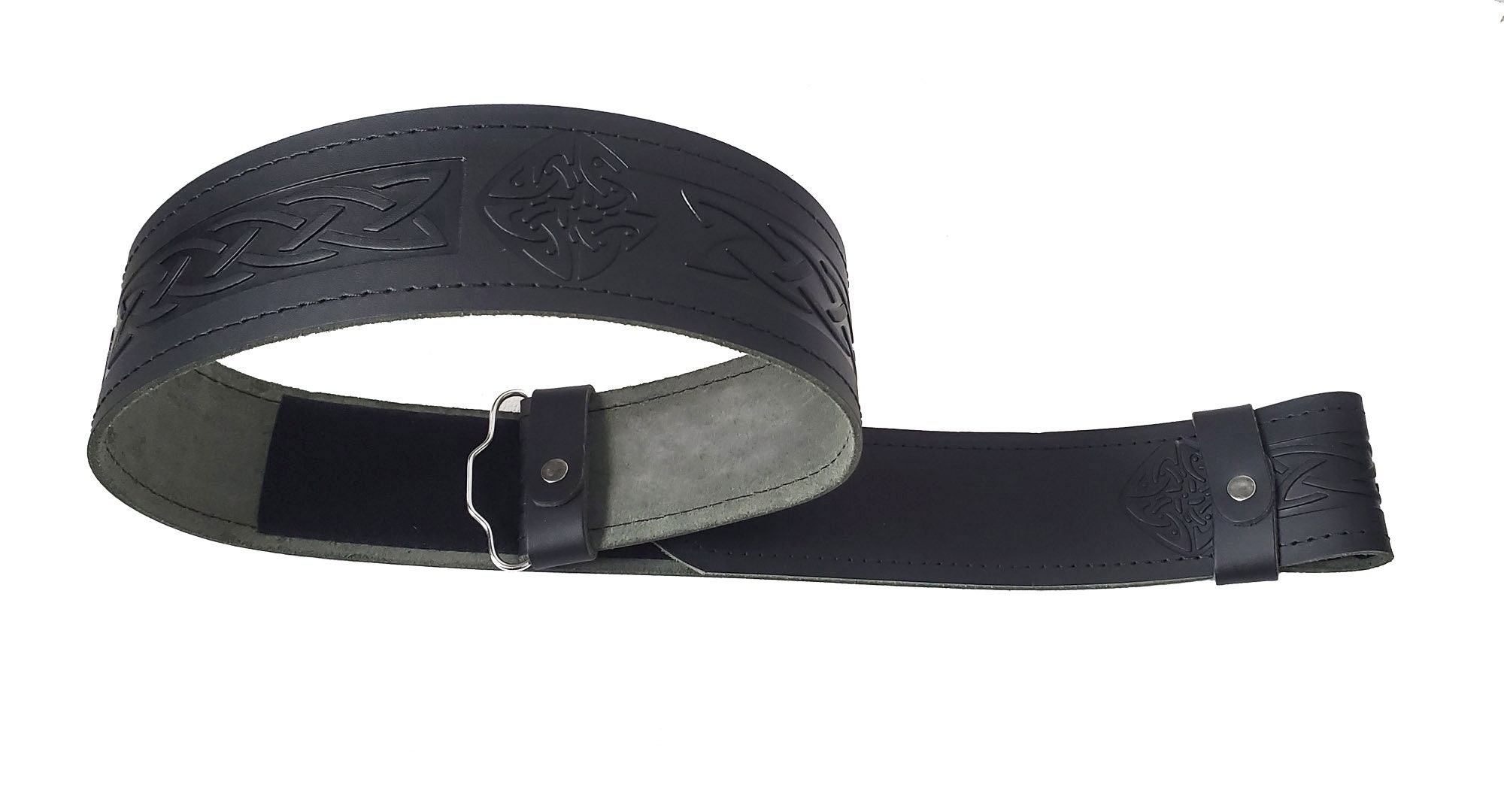 Leather Kilt Belt Embossed Belt Kilt Belt Celtic Design Etsy