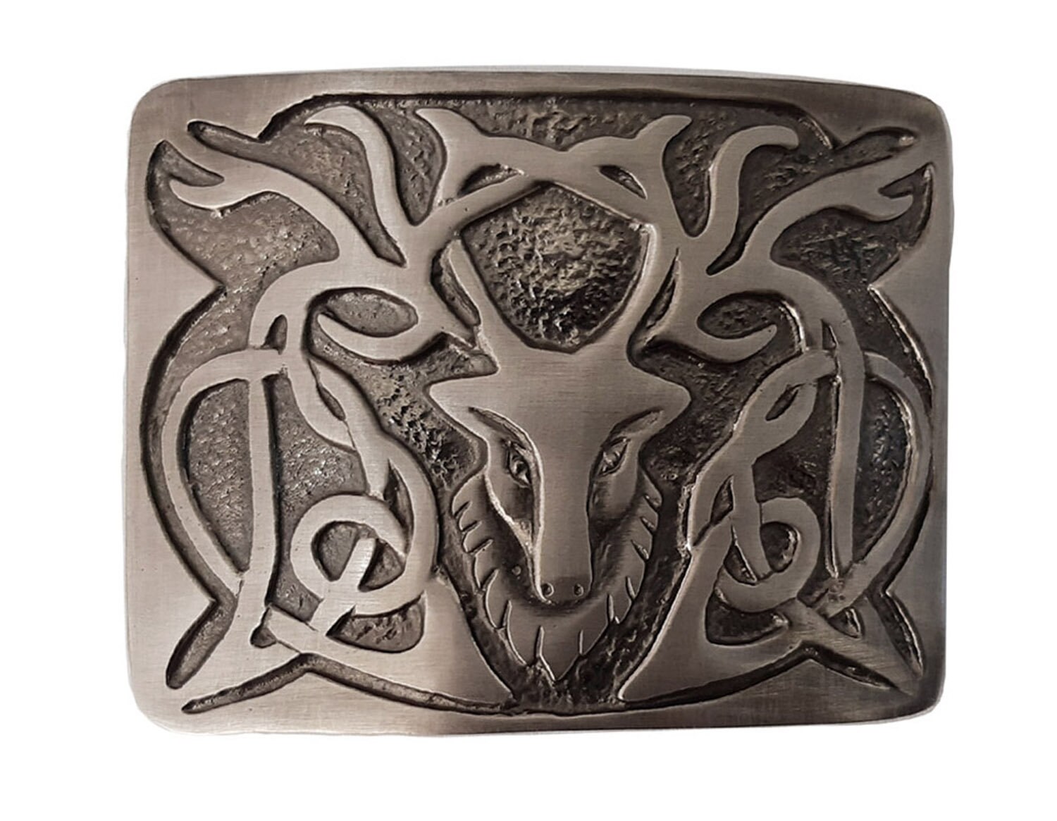 Image of Mens Kilt Belt Buckle Antique Finish Traditional Highland Stag