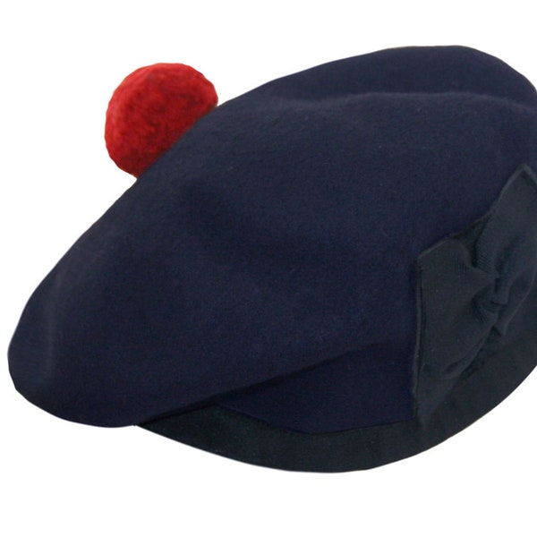 Hat, Balmoral Hat, Beret, Glengarry, Bonnet, Blue Hat,  Pipe Band Wool Hat / Pom Pom Bobble / Unisex Hat, Scottish Tam, Tam o Shanter Hat