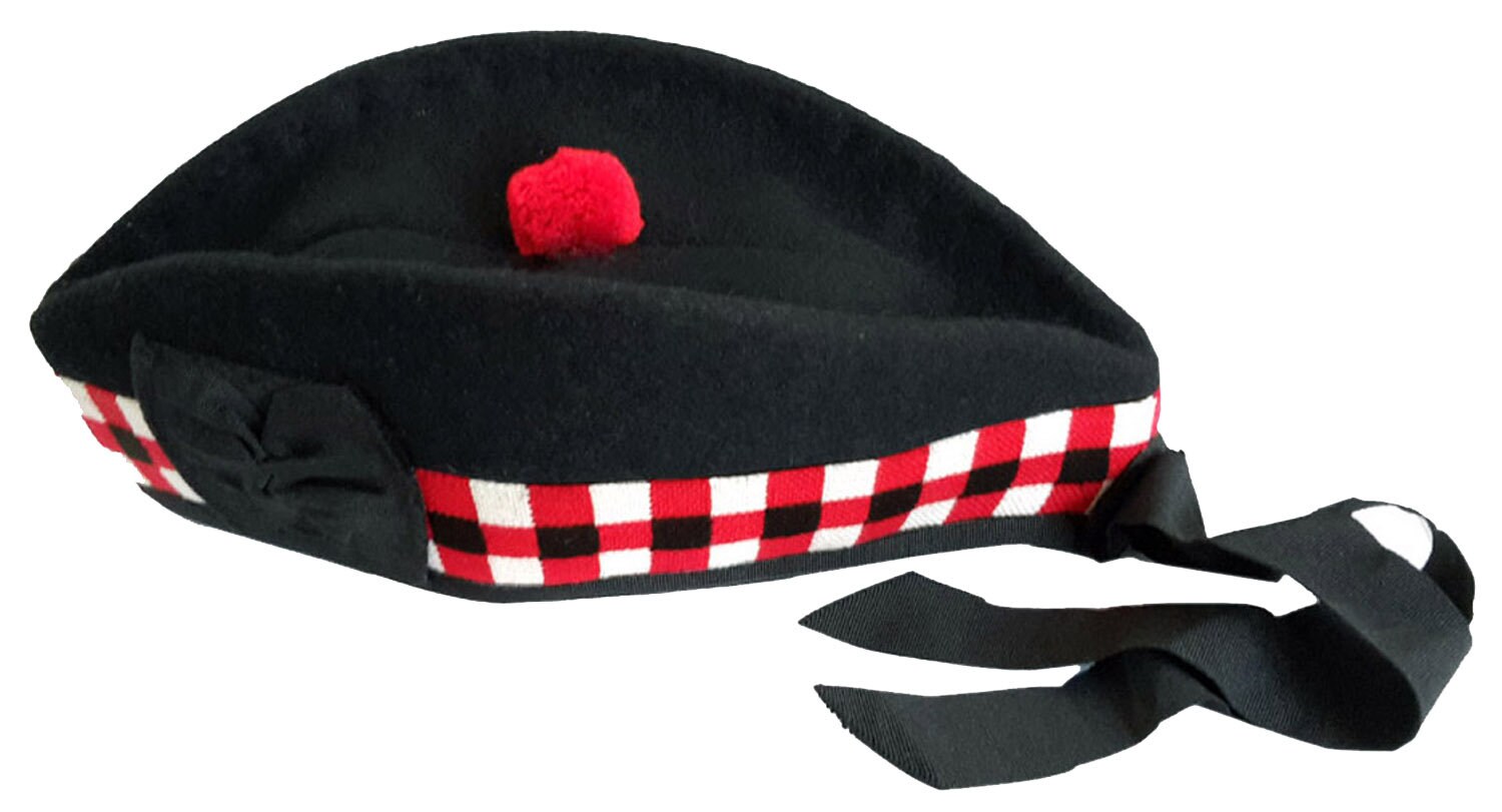 Scottish Wool Glengarry Hat Red Toorie 