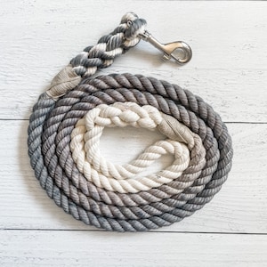 Grey Cotton Rope Dog Leash // Ombre Rope Leash // Cotton Rope Leash // Rope Dog Lead Ombre