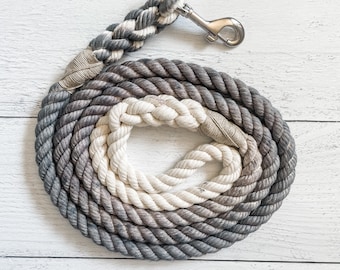 Grey Cotton Rope Dog Leash  // Ombre Rope Leash // Cotton Rope Leash // Rope Dog Lead